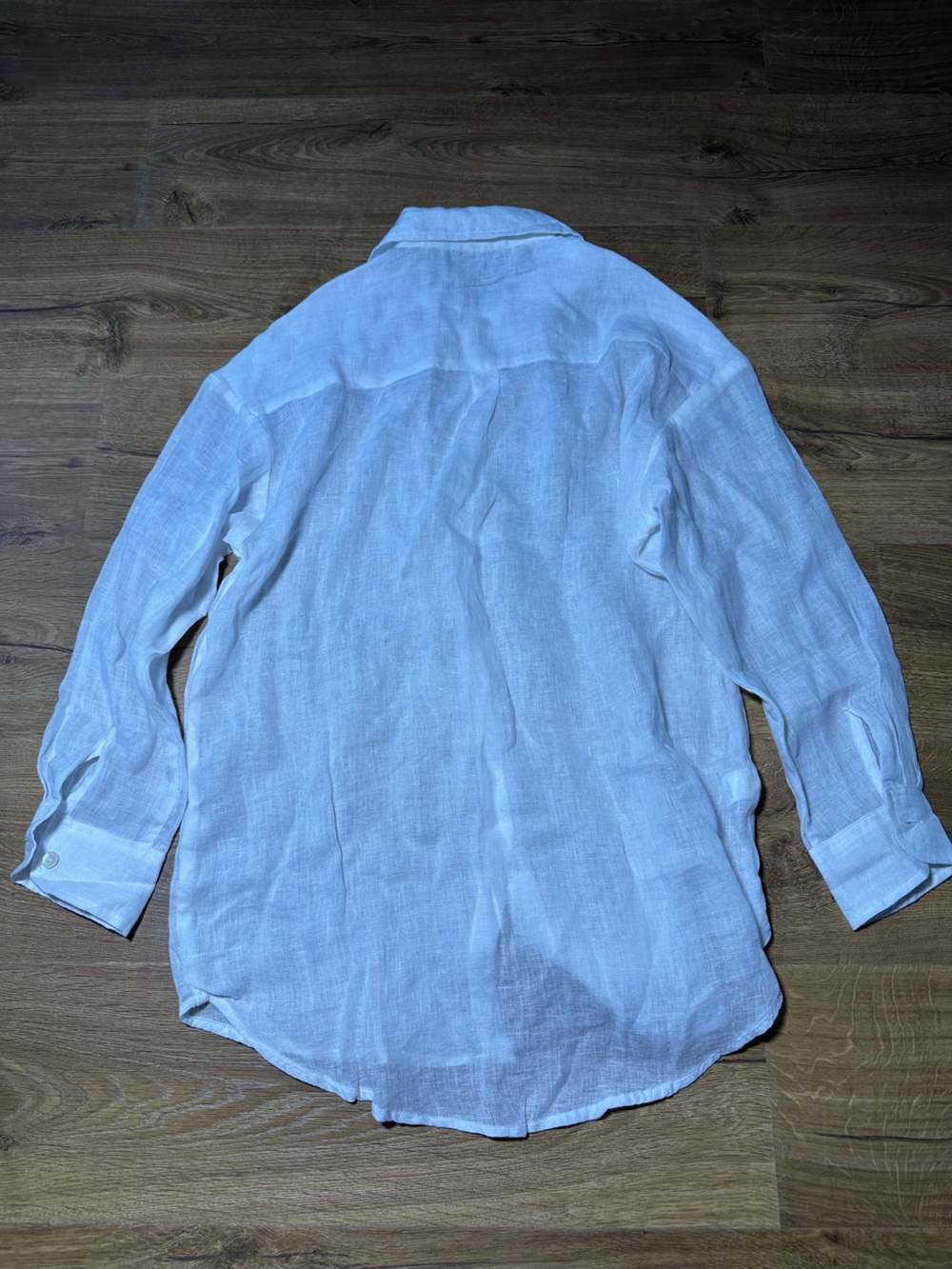 Vitamin A White 100% Linen Relaxed Button-Front Swim Coverup Small - Picture 9 of 13